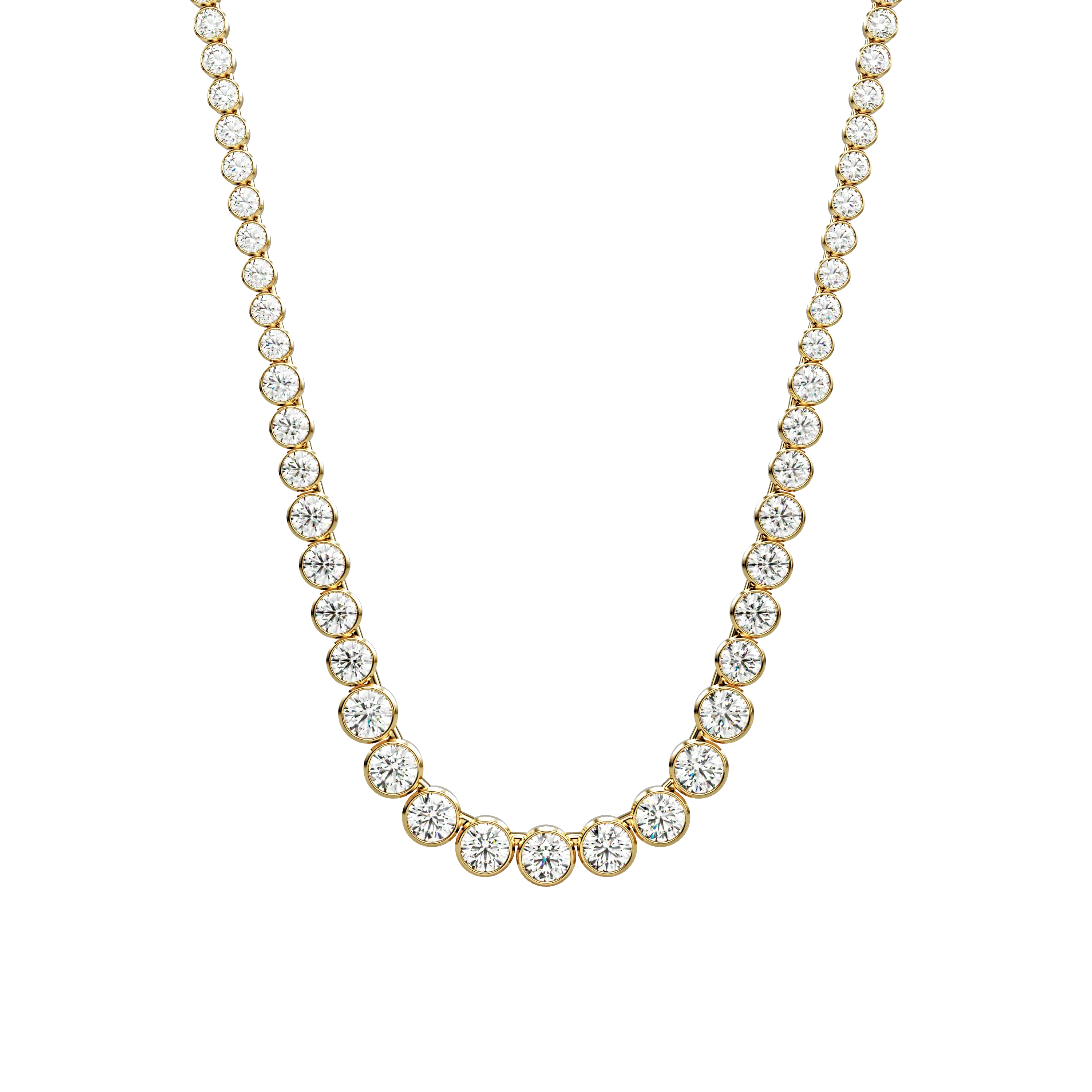 10k Illusion Graduating Bezel Tennis Necklace