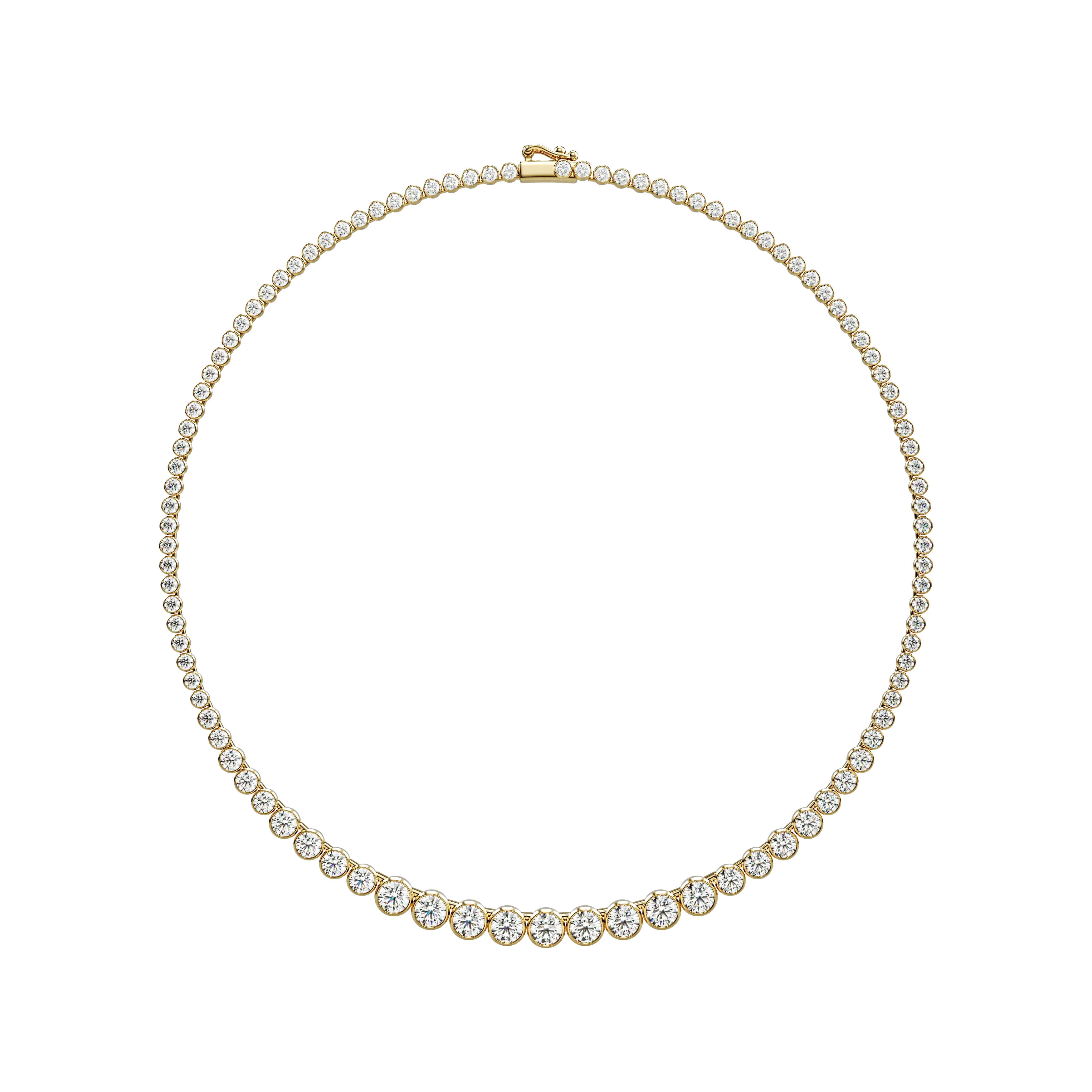 10k Illusion Graduating Bezel Tennis Necklace