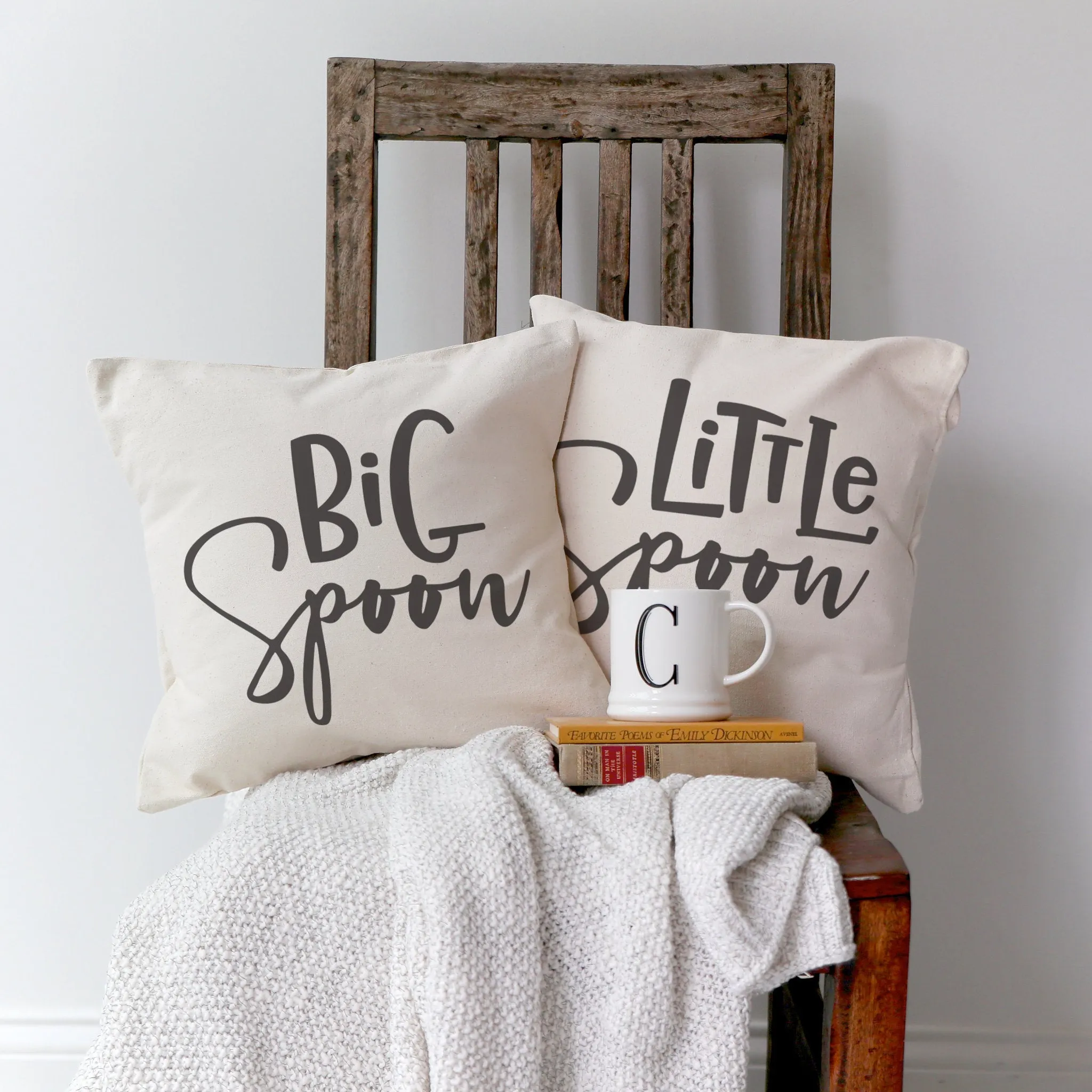 Big Spoon and Little Spoon Cotton Canvas Pillow Covers, 2-Pack by The Cotton & Canvas Co.