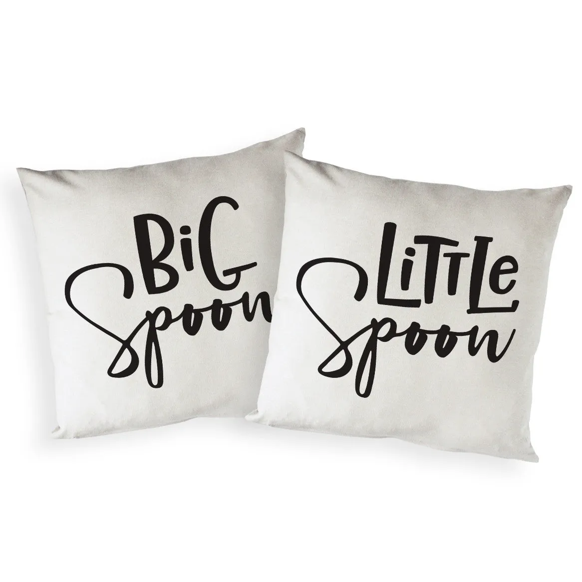 Big Spoon and Little Spoon Cotton Canvas Pillow Covers, 2-Pack by The Cotton & Canvas Co.