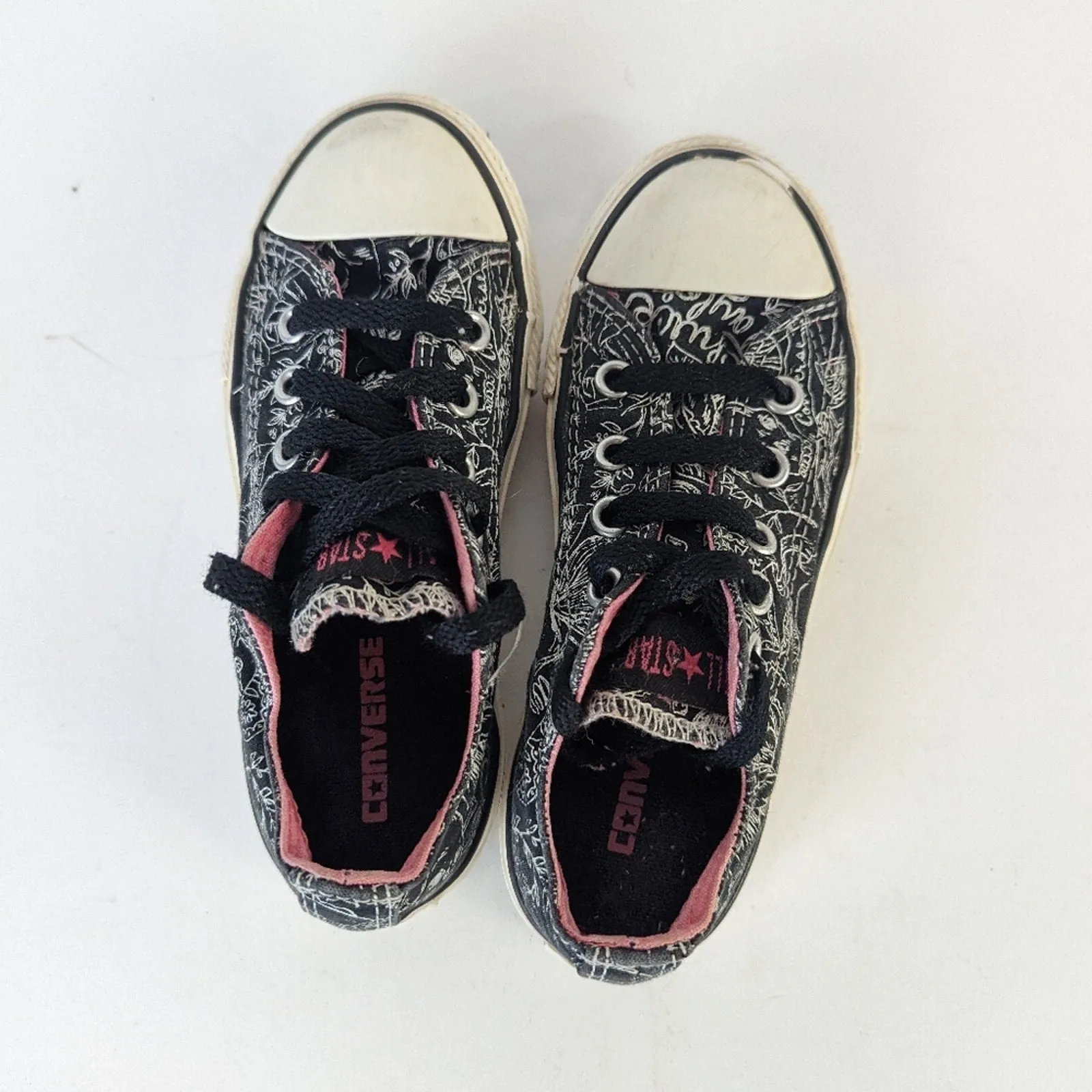 Converse All Star Graphic White Floral Skull  Kids Sneakers -11
