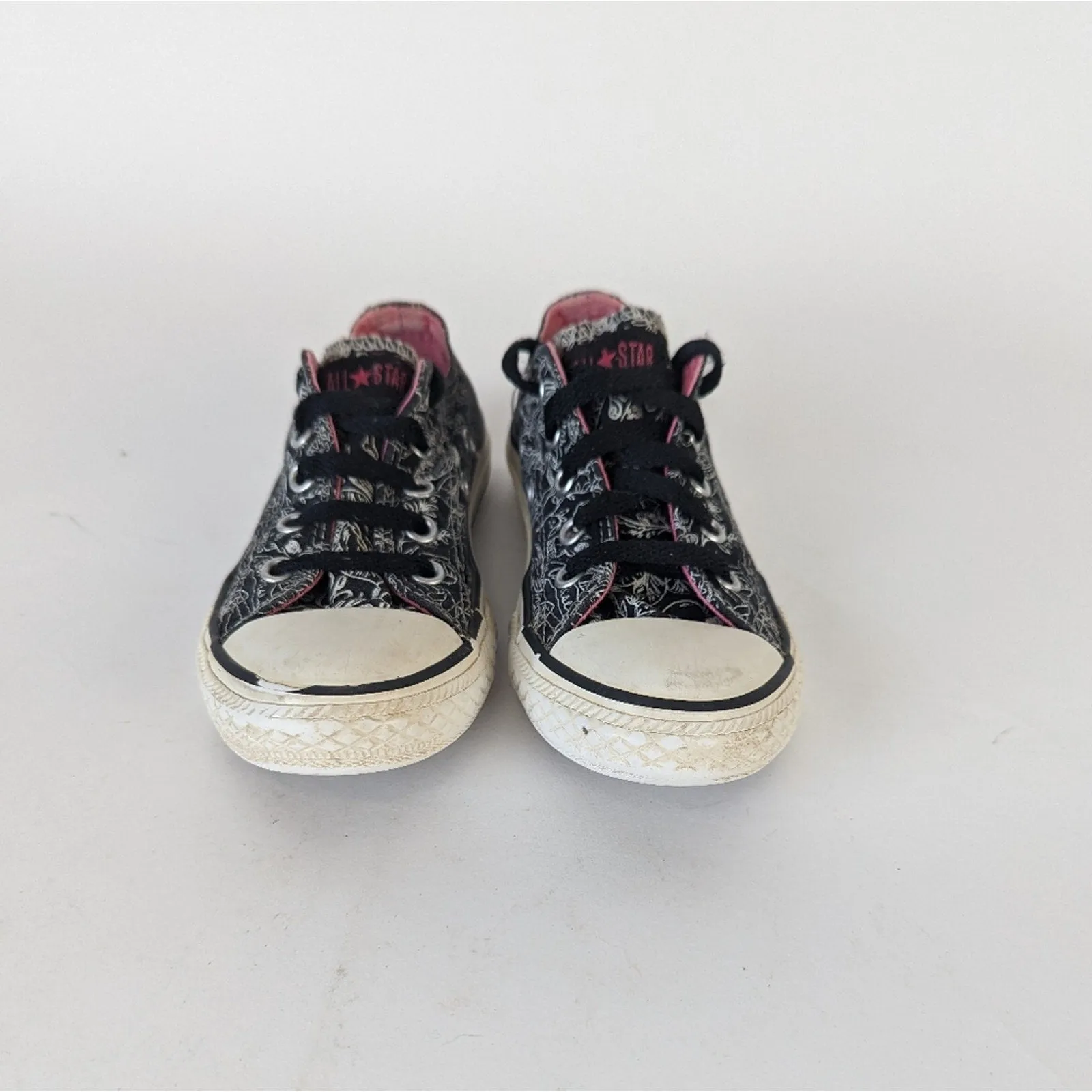 Converse All Star Graphic White Floral Skull  Kids Sneakers -11