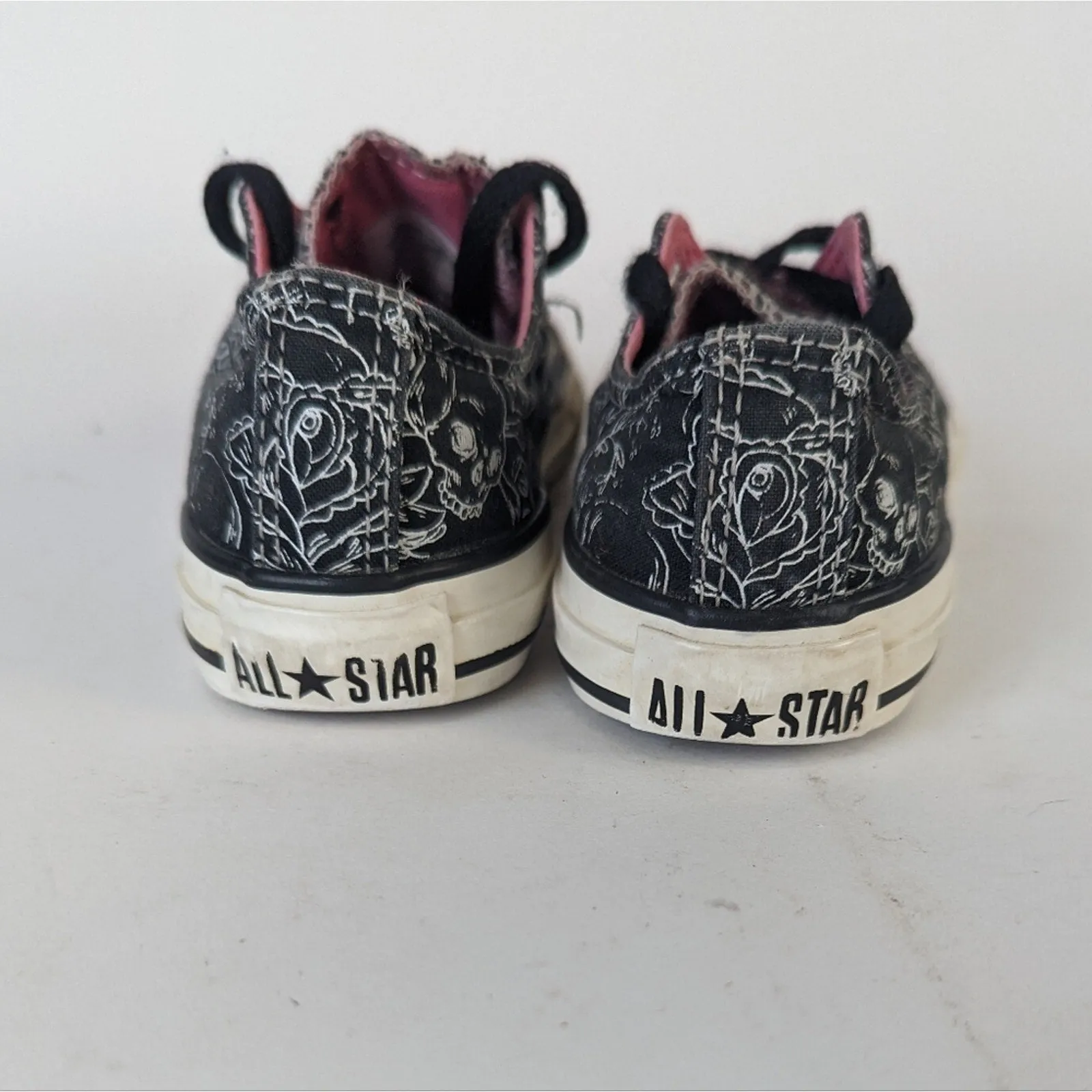Converse All Star Graphic White Floral Skull  Kids Sneakers -11