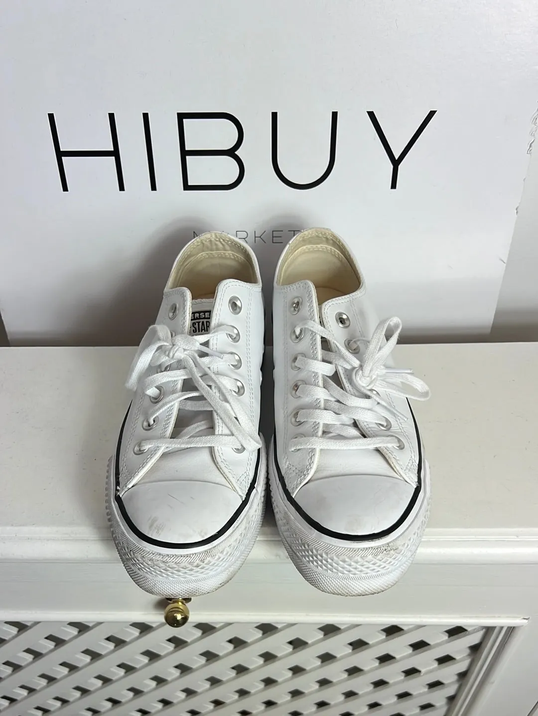 CONVERSE. Zapatillas blancas piel plataforma. T 38 (Tara)