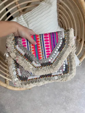 CYPRUS COIN BEADED CLUTCH - no refunds/store credit only