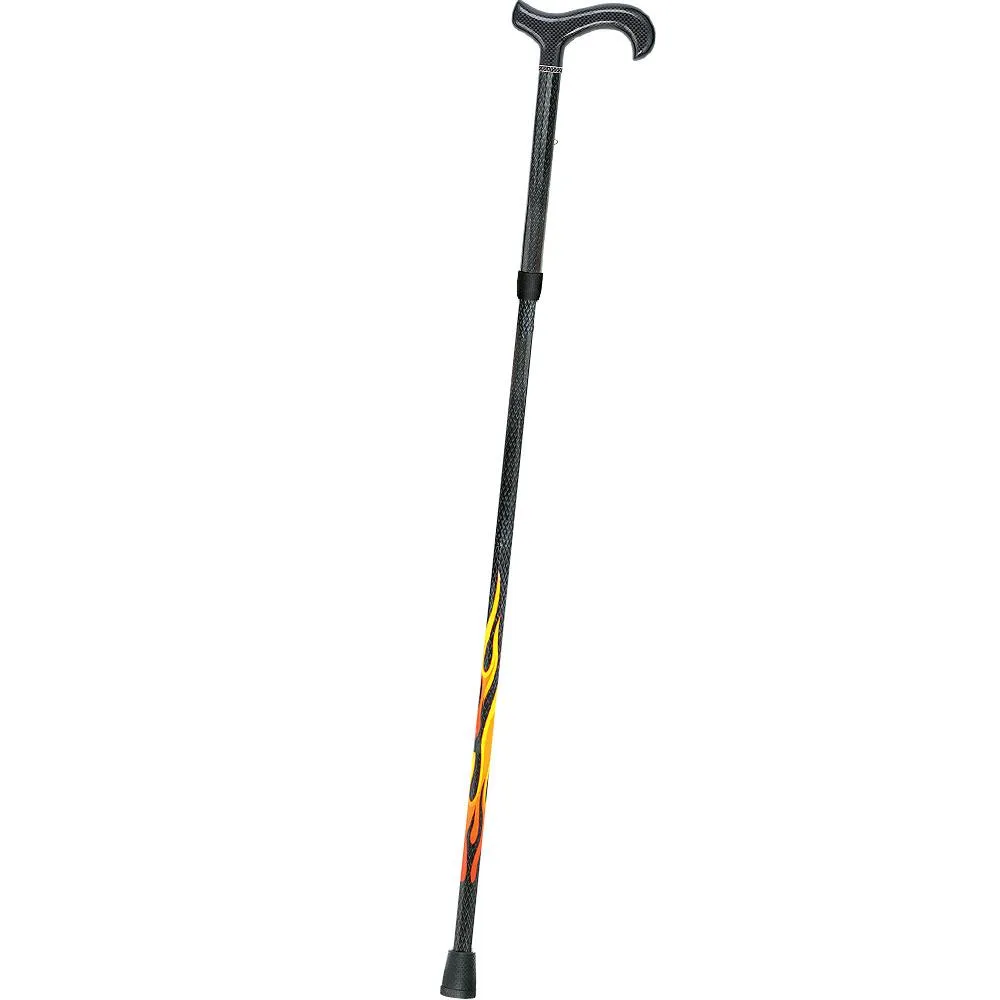Dr. House Flame Derby Cane: Foldable & Adjustable Carbon Fiber