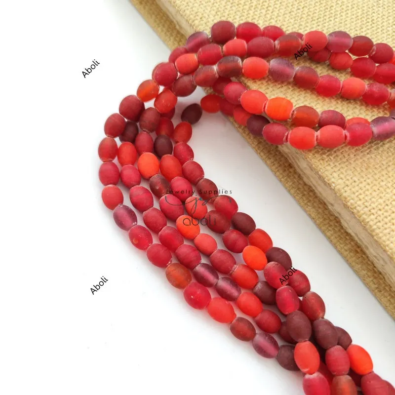 Oval glass beads 10 mm matt finish plain glass beads glass beads OMGB8
