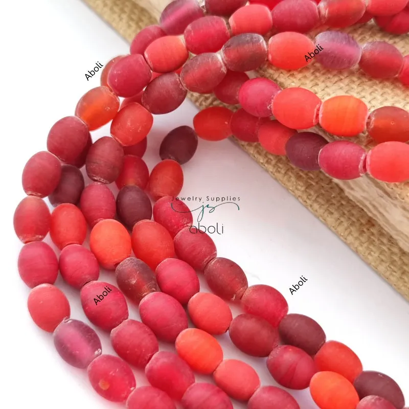 Oval glass beads 10 mm matt finish plain glass beads glass beads OMGB8