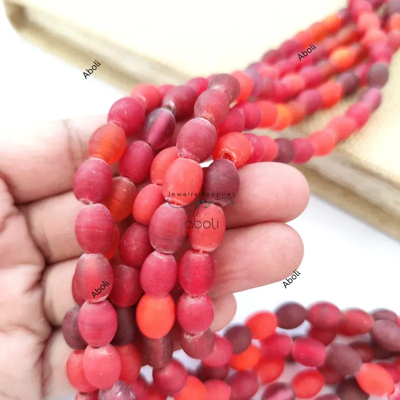 Oval glass beads 10 mm matt finish plain glass beads glass beads OMGB8
