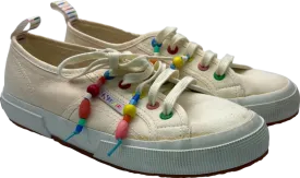 Superga Cream x Mira Mikati Beaded Low Top Sneakers UK 4