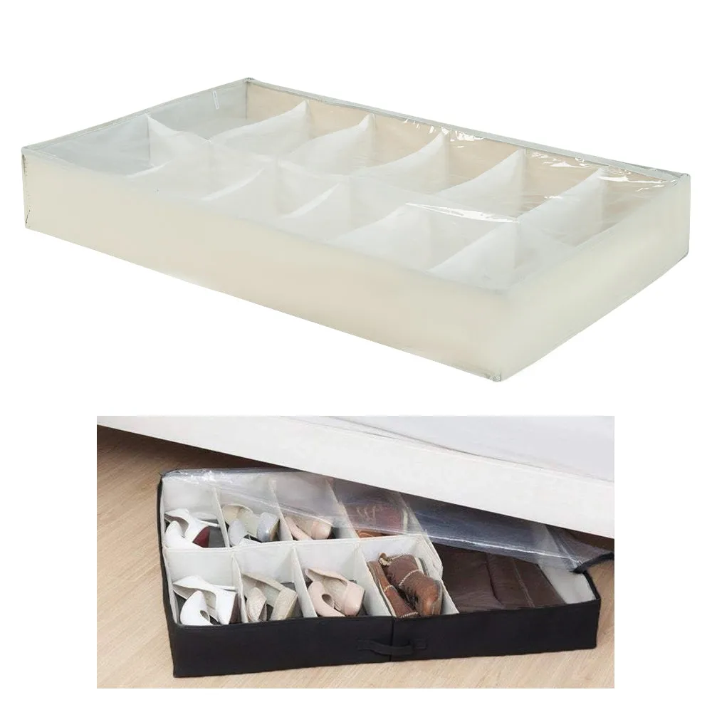 Under Bed Shoe Storage Organizer Closet Box Keep 12 Pairs Shoes Fabric Container