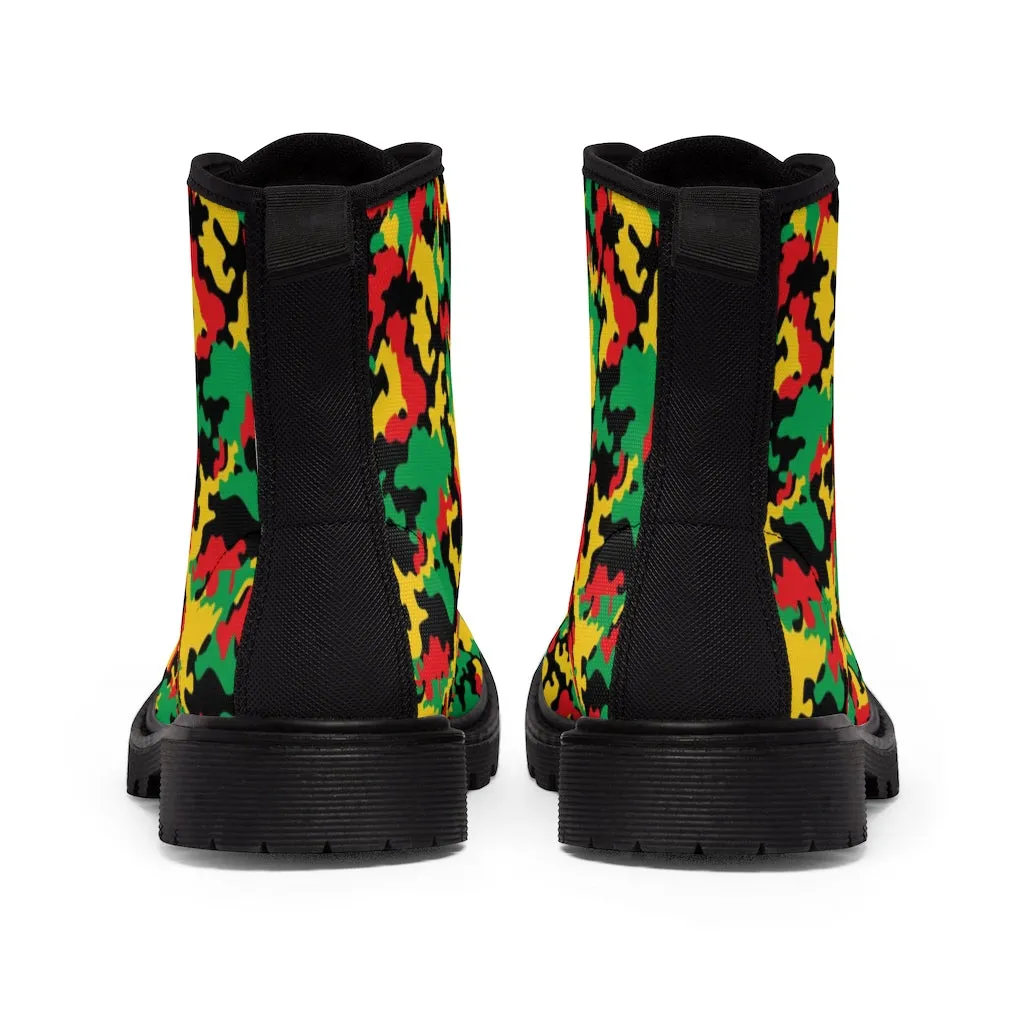 Women's Rasta Camo Canvas Boots