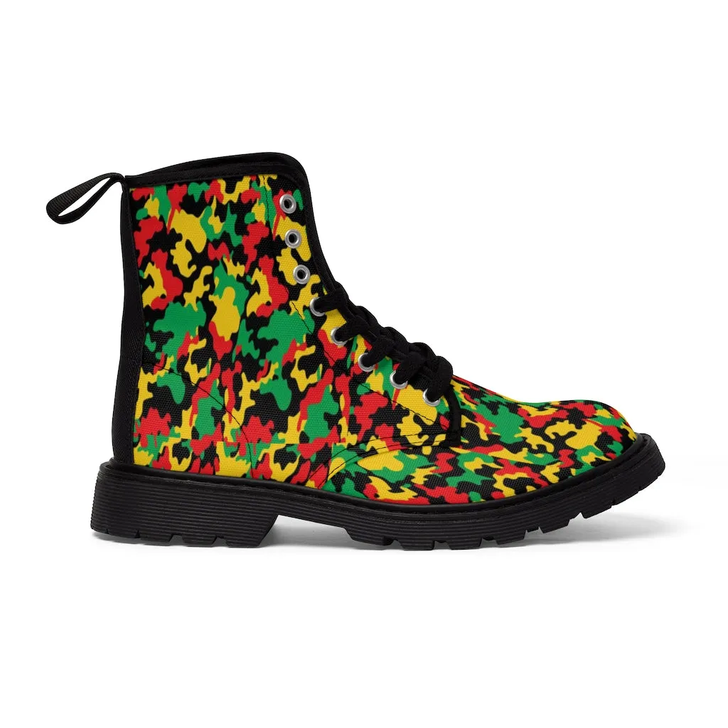 Women's Rasta Camo Canvas Boots