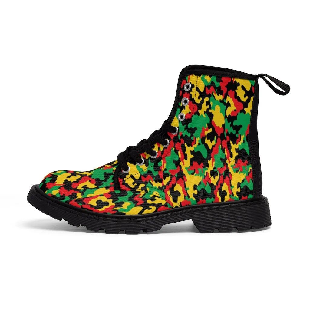 Women's Rasta Camo Canvas Boots