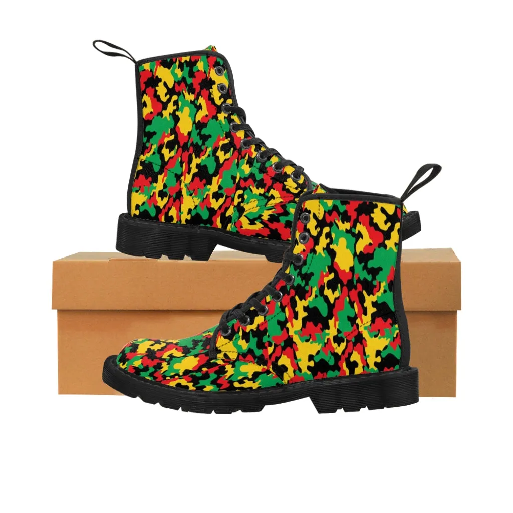 Women's Rasta Camo Canvas Boots