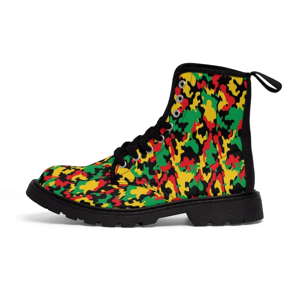 Women's Rasta Camo Canvas Boots