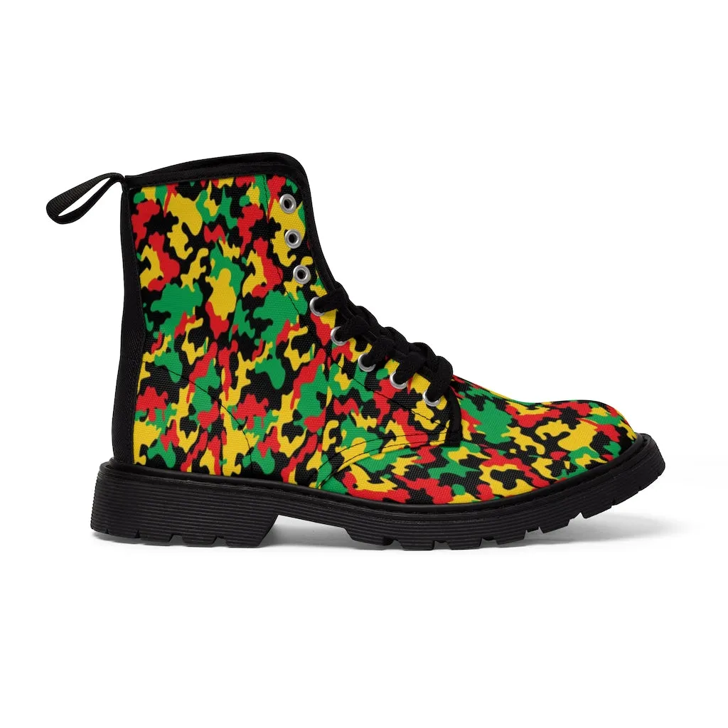 Women's Rasta Camo Canvas Boots
